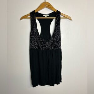 Vintage Y2K Size M Beaded Neck Black Sleeveless Women's Top Casual Comfortable